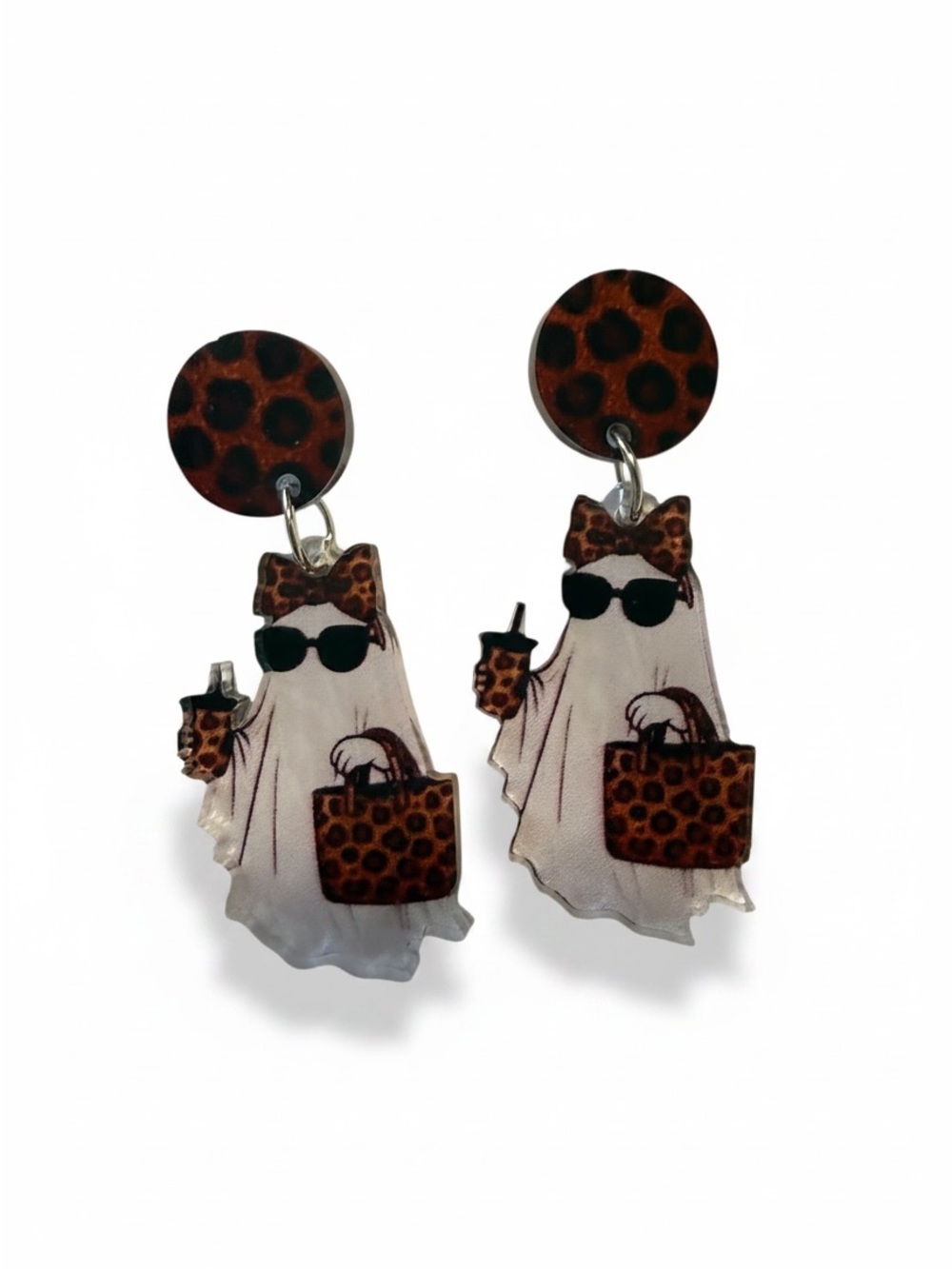 Leopard Ghost Dangle Earrings